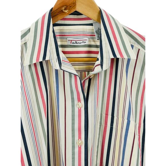 Talbots Shirt Women’s Size Small Colorful Striped Blouse Business‎ Work Casual - Picture 7 of 9